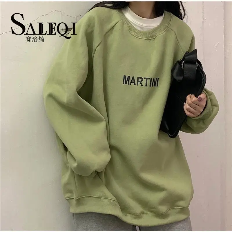 

Hoodies Women Chic Letter High Street All-match Simple Unisex Couples Oversized Sweatshirt Thicker Soft Fall Basic Lady Clothing