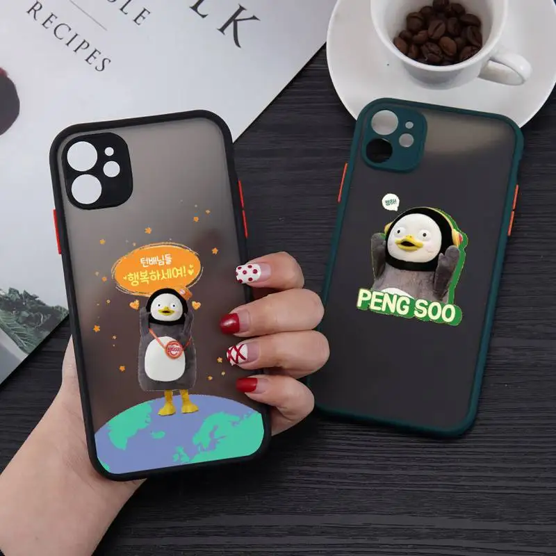 Чехол для телефона Пингвин Pengsoo iPhone 13 12 11 Mini Pro XR XS Max 7 8 Plus X матовая прозрачная