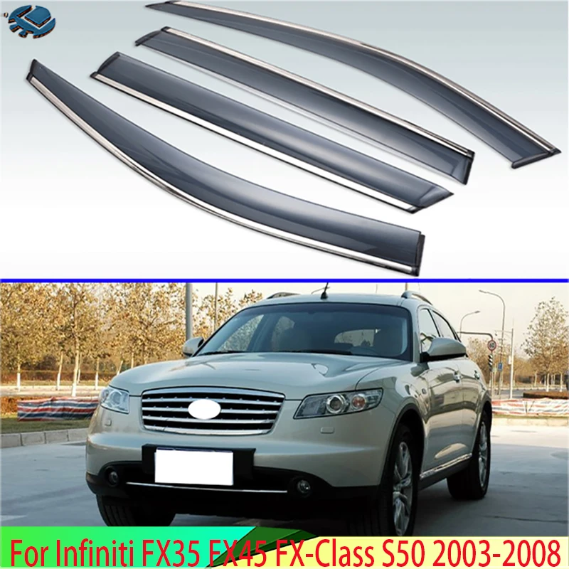 

For Infiniti FX35 FX45 FX-Class S50 2003-2008 Plastic Exterior Visor Vent Shades Window Sun Rain Guard Deflector 4pcs 2004 2005