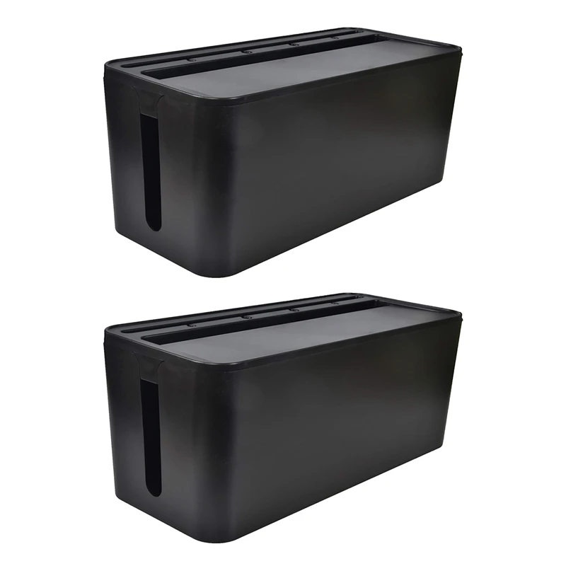 

2X Cable Management Box for Desk Cable Management and Power Strip Box Solutions(Black)