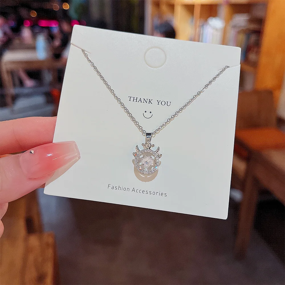 

Nimble Lucky Zircon Animal Deer Antler Calf Crown Love Heart Mother's Day Pendant Necklace Woman Girl Wedding Blessing Jewelry