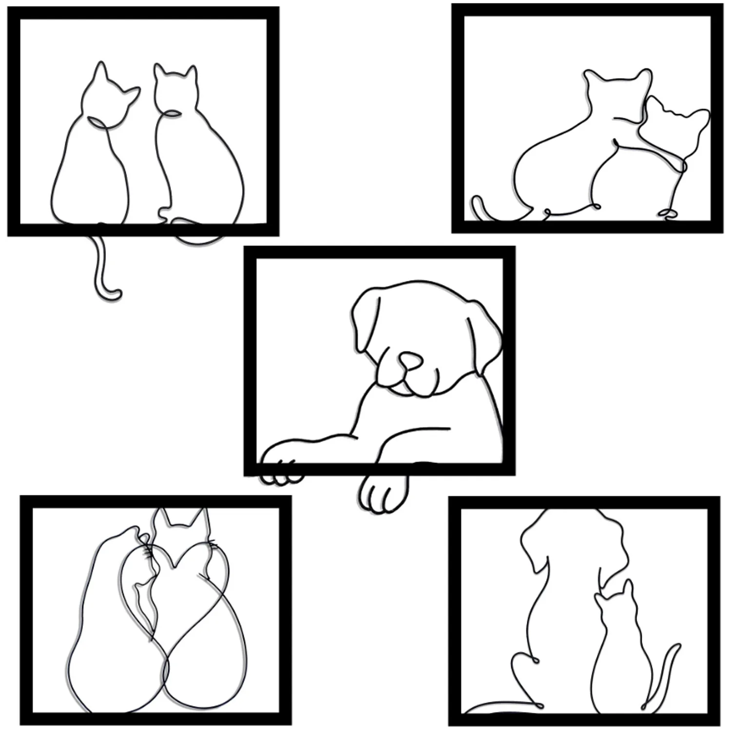 

Dog Metal Wall Decor Wall Decor Art Metal Wall Art Cat Single Line Wall Sculptures for Bedroom and Living Room Hallway Office