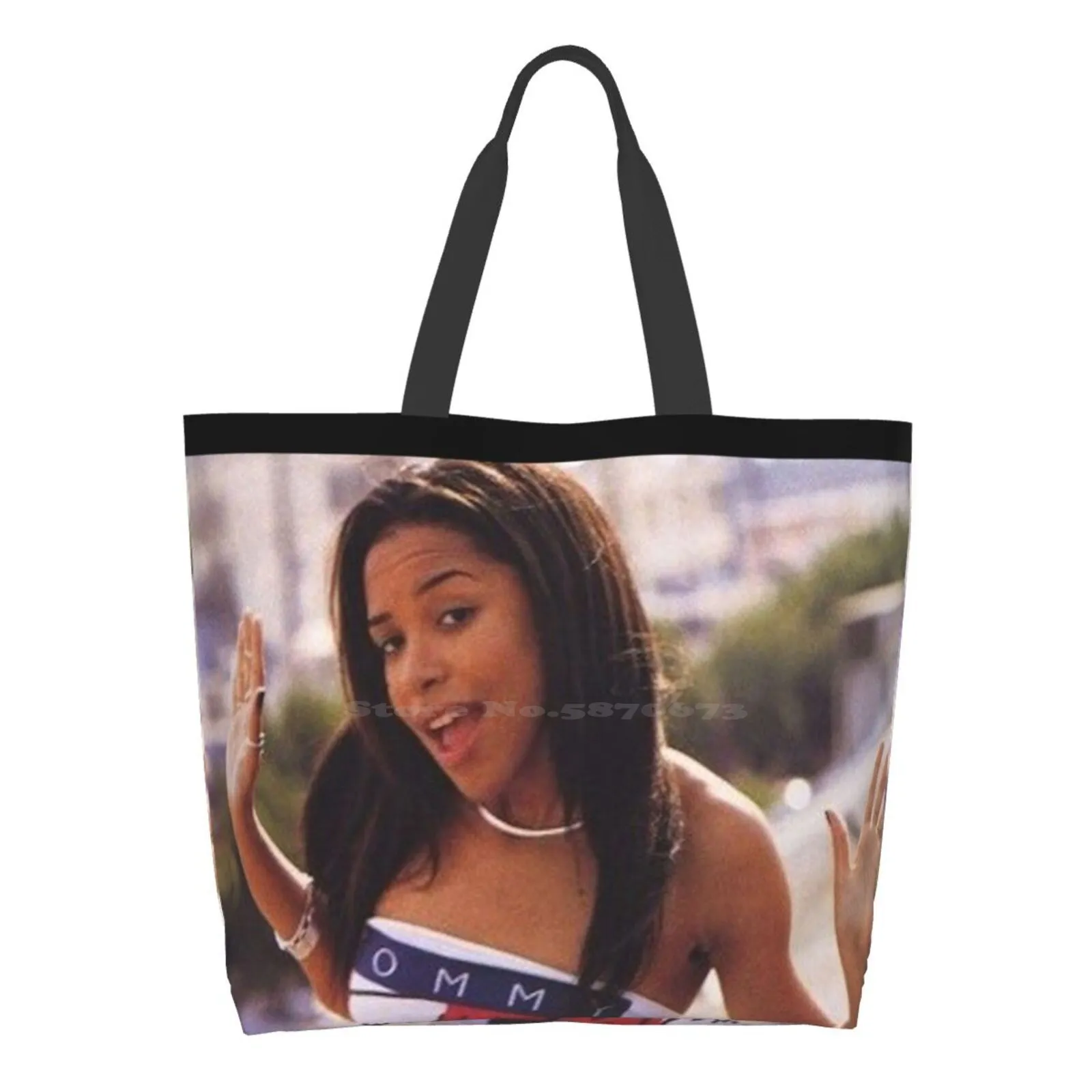 

Vintage Reusable Shopping Bag Tote Large Size Music 90S Hip Hop Rnb R B Singer Vintage Black Drake Queen Rap Retro Throwback