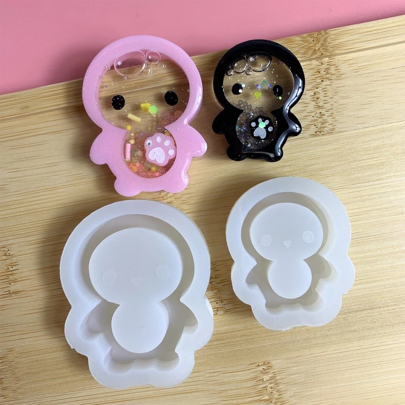 

Penguin Ornament Quicksand Silicone Mold Keyring Pendant Handmade Decoration Mold for Valentine's Day Birthday Gift DXAA