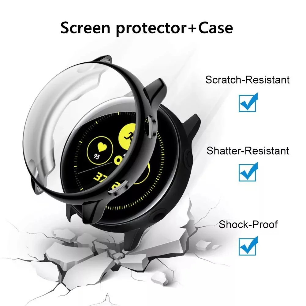 2in1 Strap+Case for Samsung Galaxy Watch Active 2 44mm 40mm Full Cover Silicone Smart Watchband Bracelet TPU Bumper Combination