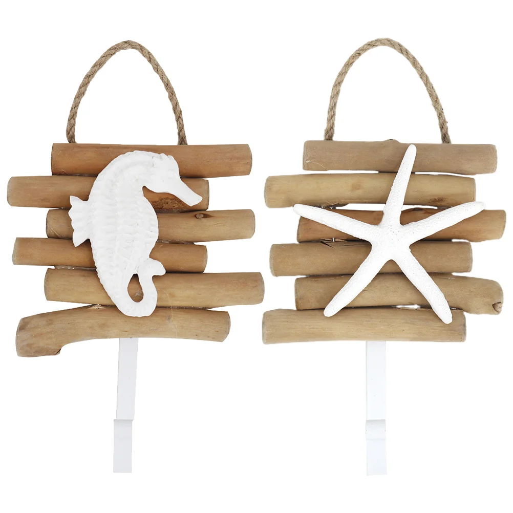

2 PCS Towel Hooks Metal Keychain Wall- Mounted Clothing Hook Wooden Coat Pegs Keys Clothes Hook Wall Towel Holder
