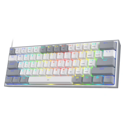 Проводная игровая клавиатура Redragon K617 Fizz 60% RGB, компактная механическая клавиатура с 61 клавишами горячей замены и красным переключателем