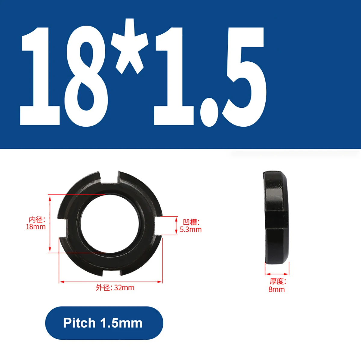

1 шт., круглые гайки GB812 из углеродистой стали с прорезью M10 M12 M14 M16 M18 M20 M22 M24 M25 M27 M30 M33 M35