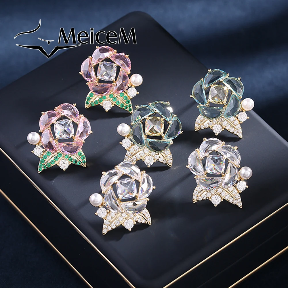

New in Stud Earrings Flower Artificial Pearl Womens Funny Fashion Jewelry Elegant Earings Trendy 2023 Summer Earrings for Women