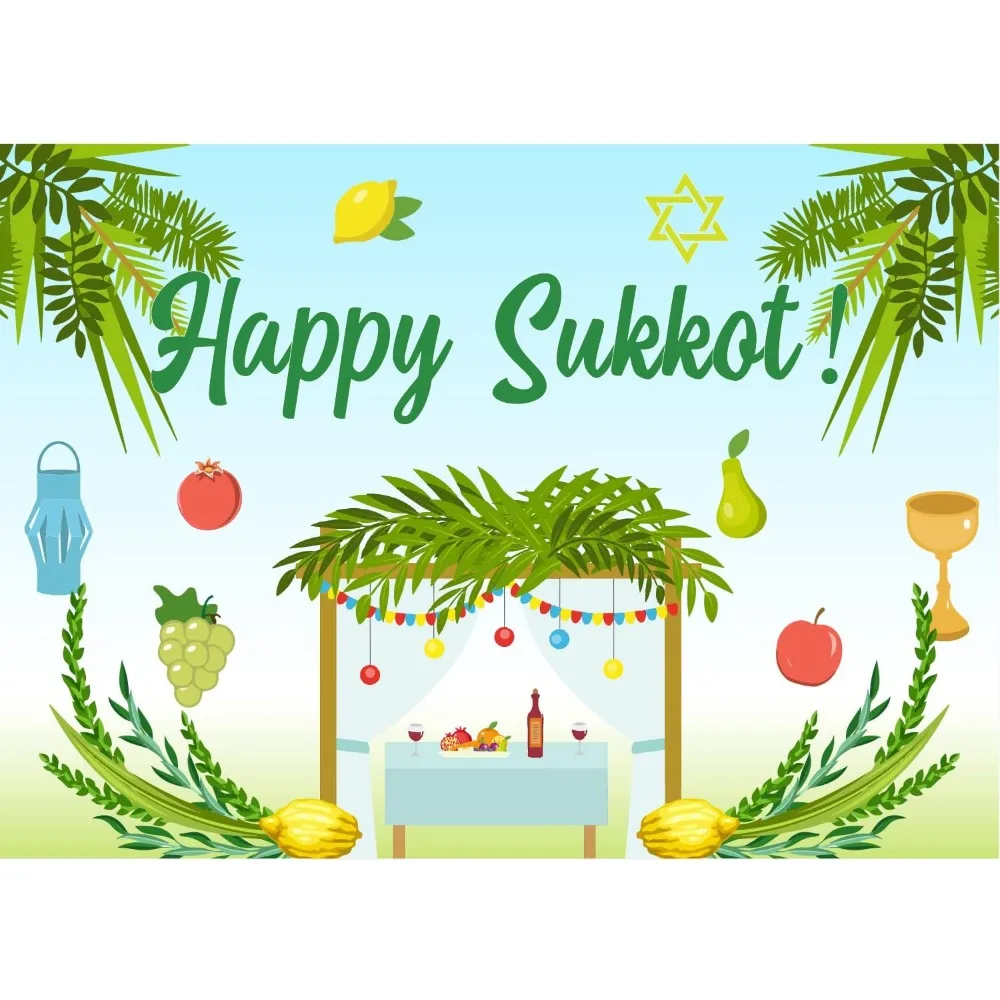 

Cheereveal Happy Sukkot Backdrop Sukkah Jewish Holiday Decorations Happy Sukkot Background Photography Wall Hanging Party Decor