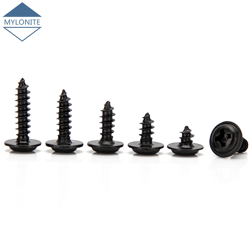 

Самонарезающие винты M1.2, M1.4, M1.7 из черного цинка с круглой головкой Phillips, винты с круглой головкой и крестообразными винтами