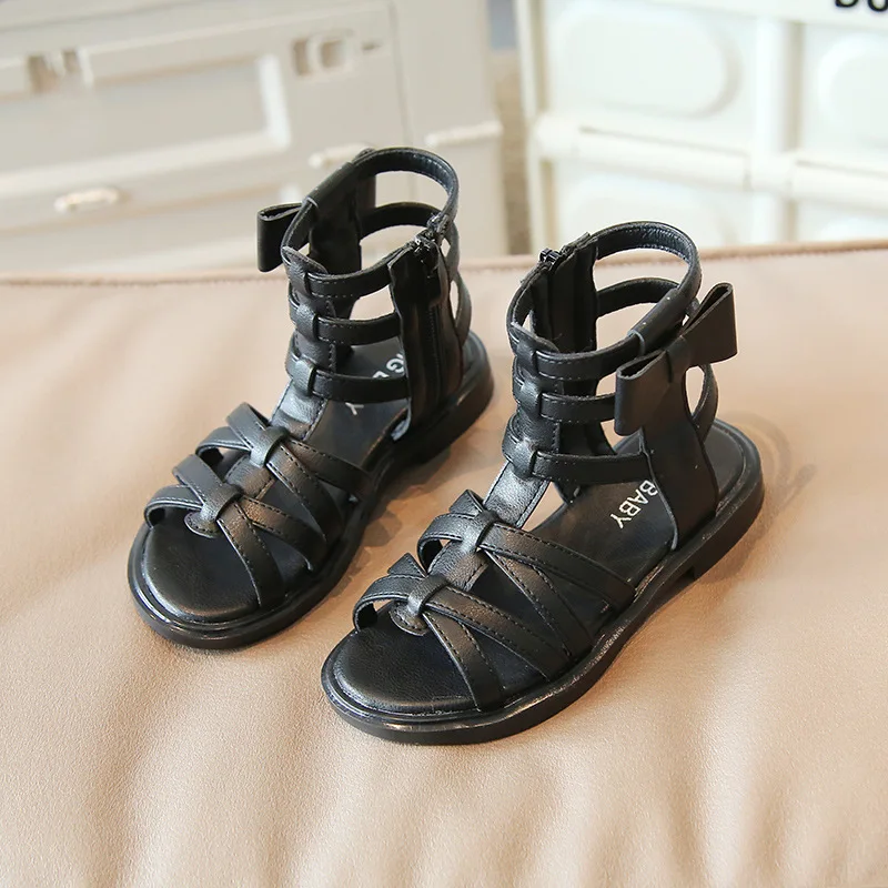 

CUZULLAA Children Fashion Strap Gladiator Sandals Summer Roman Shoes For Kids Girls Butterfly-Knot Beach Sandals Size 22-36