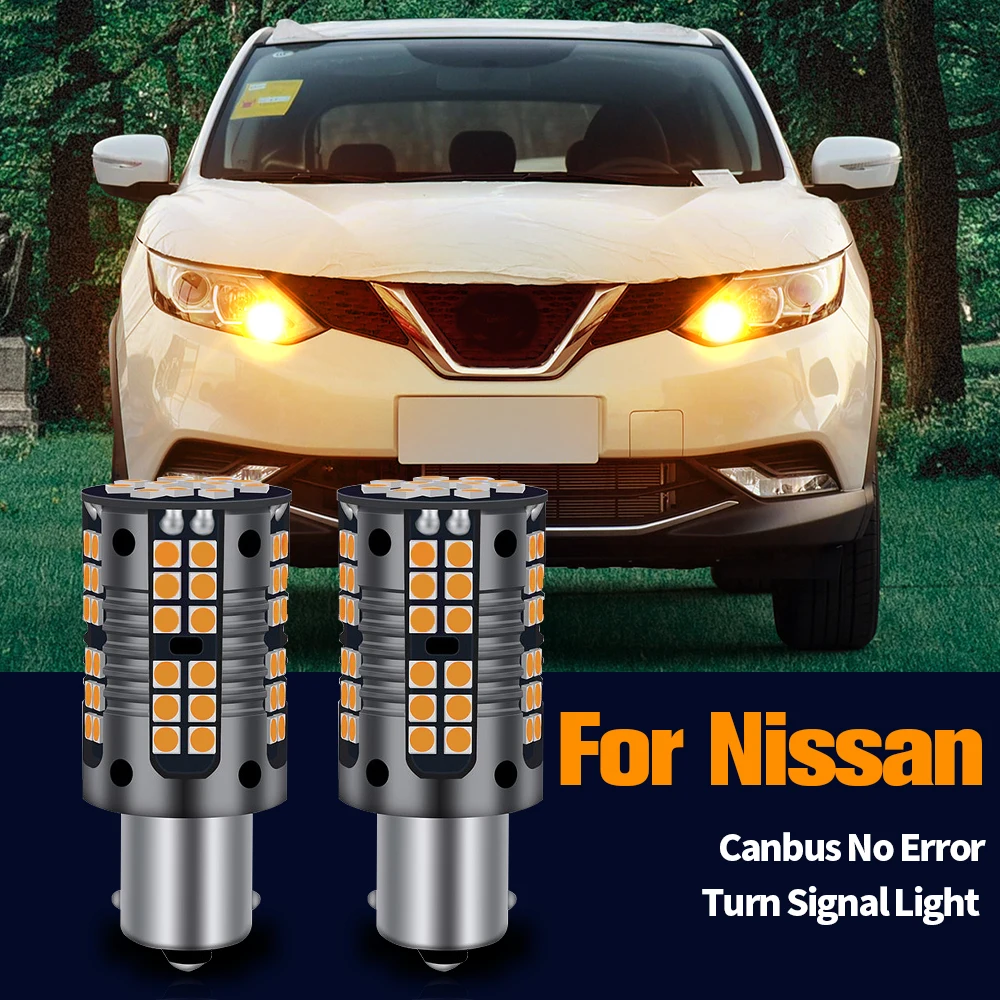 

2pcs LED Turn Signal Light Blub Lamp Canbus PY21W 7507 BAU15S For Nissan Cube Navara NP300 NV200 Terrano Tiida