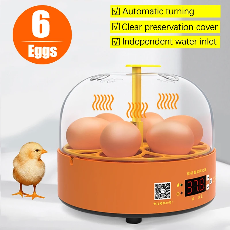 

Инкубатор поворотный автоматический для яиц, Брудер для цыплят, перепелов, мини-Уток Для вылупления птиц на ферме, 6 ферм, инкубатор для птицы
