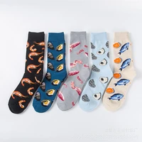fashion color couple sockspersonalized seafood series of cotton socksshrimpsquidoysterssalmon cute socks printed socks