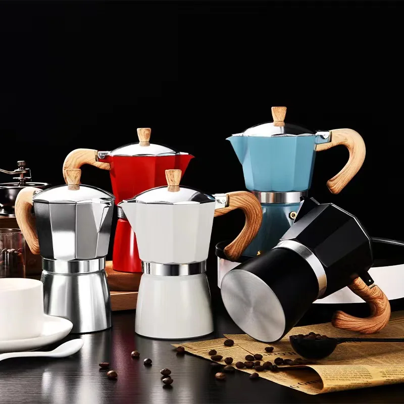 

Stovetop Espresso Maker Classic Wooden Handle Espresso Cup Maker Moka Pot Italian Cuban Café Brewing Tools Cafetera Cafe Tools