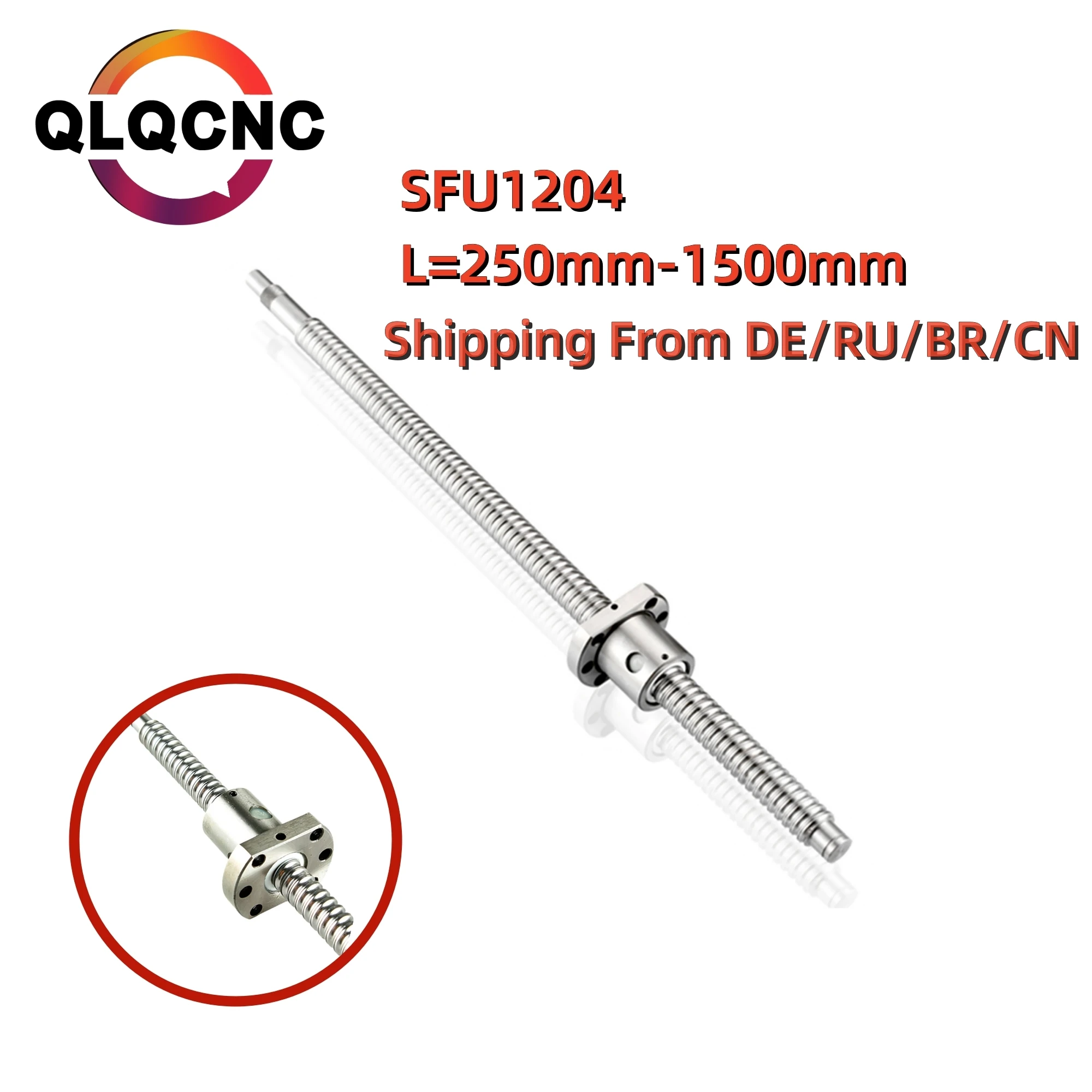 

Шариковый винт SFU1204 QLQCNC 12 мм серебристый