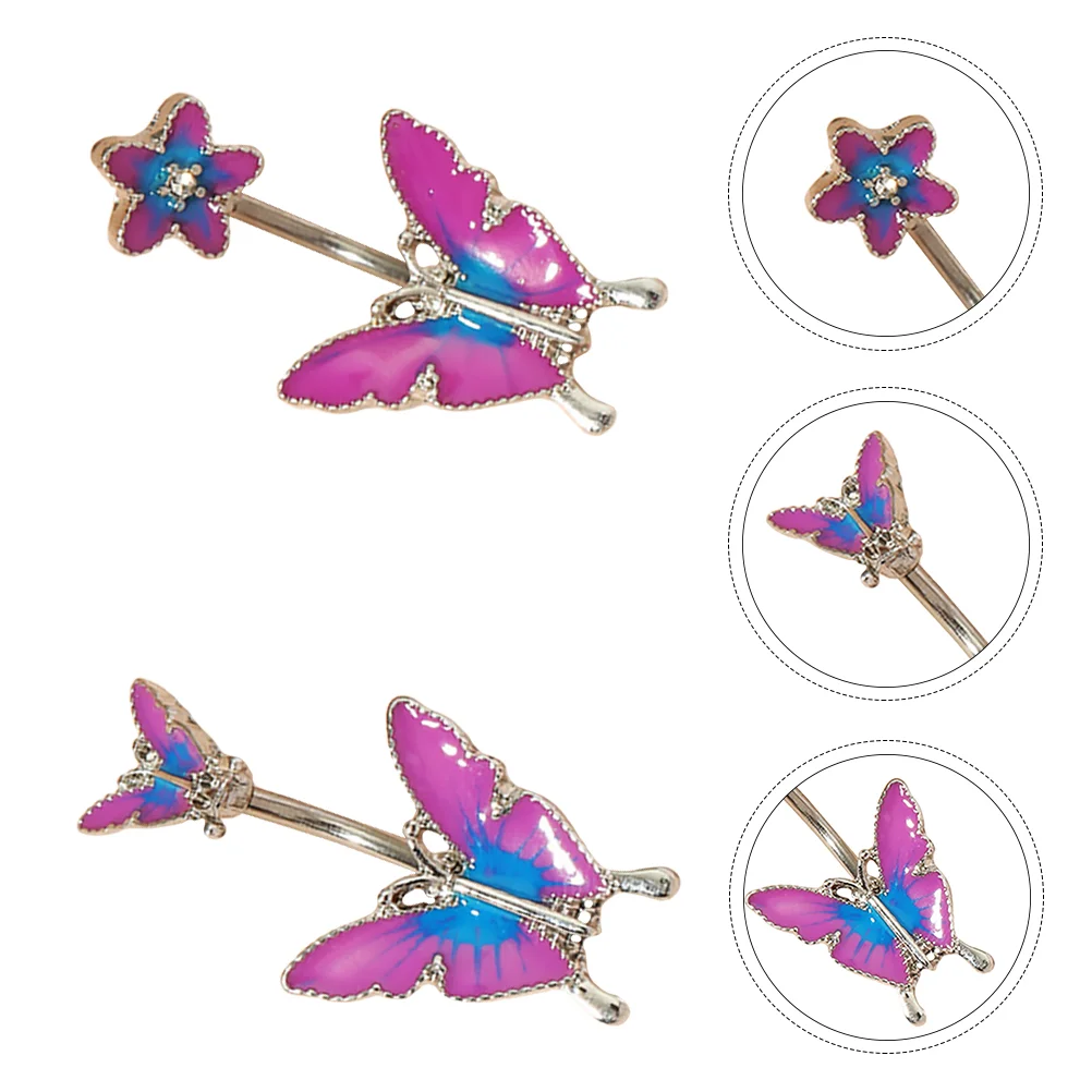 

2Pcs Butterflies Belly Button Ring Body Navel Ring for and Girls