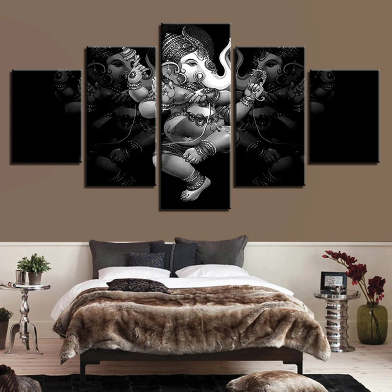 

Настенная Картина на холсте слон Бог стильные картины для гостиной 5P лорд Ганеша Куадрос современные украшения постер MeiHe
