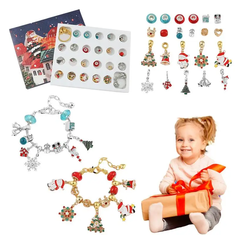 

Браслет с календарем для нового года, календарь для нового года на Рождество, календарь для рукоделия на 24 дня, милая Рождественская Подарочная коробка с обратным отсчетом для