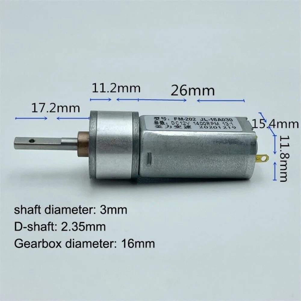 

DC6V 9V 12V 1400RPM Mini 16mm Full Metal Gearbox Reduction Motor Micro 15mm 050 Gear Motor 17.2mm Long Shaft For Robot Smart Car