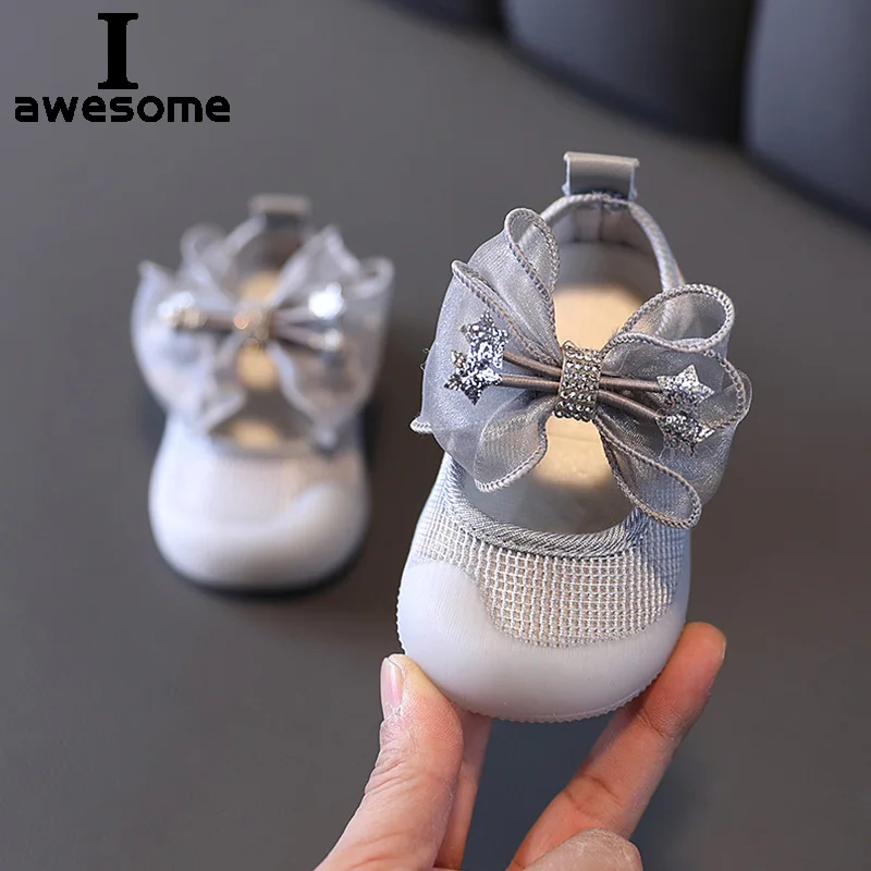 2021 New Spring Summer Baby First Walk Shoes Toddler Girls Princess Shoes Fashion Butterfly-knot Soft Sole Infant Baby Footwear