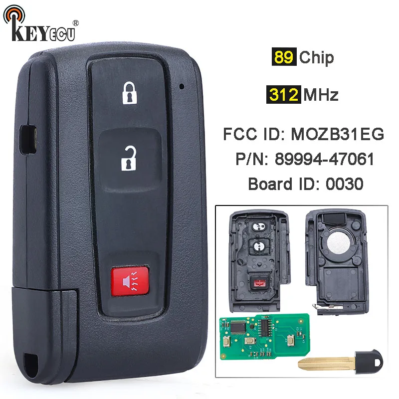 

KEYECU 312MHz Board ID: 0030, P/N: 89994-47061 MOZB31EG Smart Remote Key Fob for Toyota Prius 2004 2005 2006 2007 2008 2009