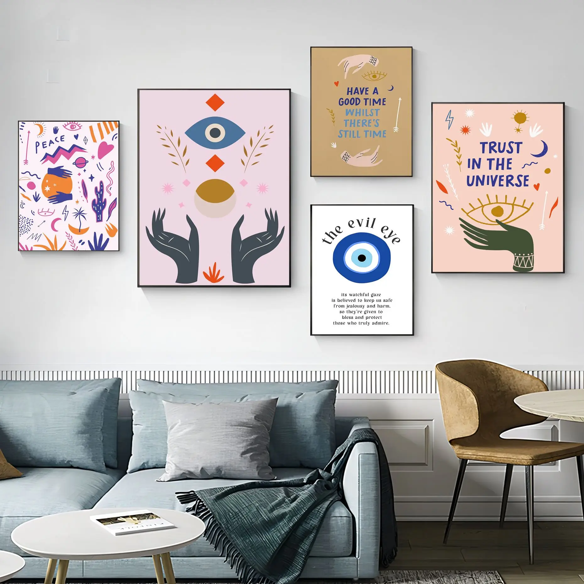 

Abstract Eye Shapes Hand Moon Quotes Anime Posters Sticky Whitepaper Prints Posters Artwork Decor Art Wall Stickers