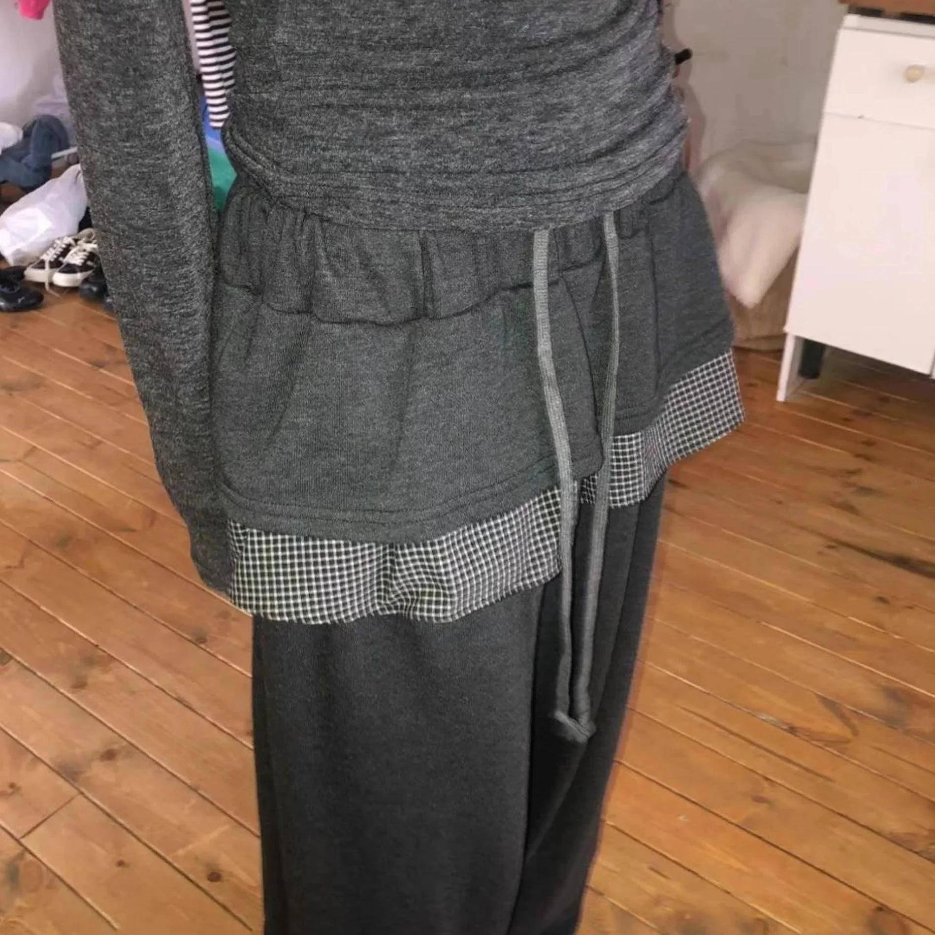 Женские клетчатые брюки из двух частей