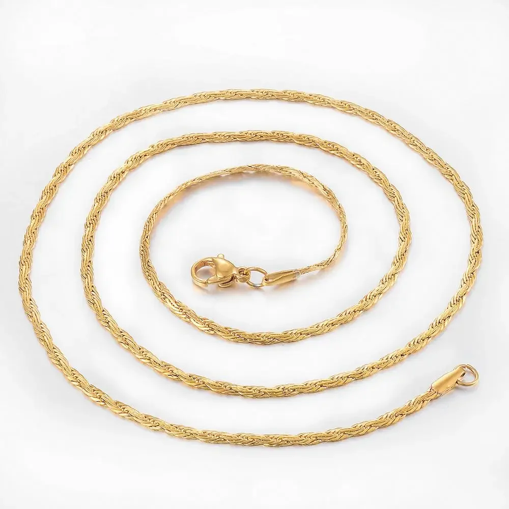 Модное ожерелье из нержавеющей стали с веревочной цепочкой и волнами