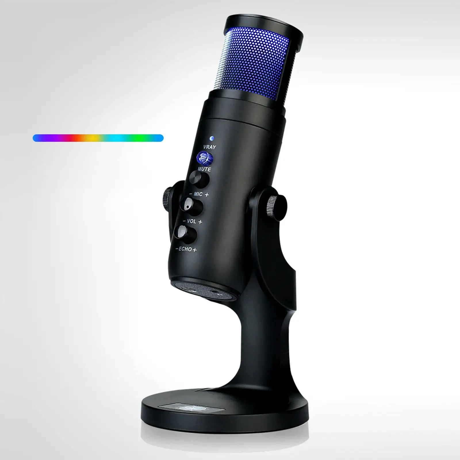 

Конденсаторный микрофон RGB USB, регулируемый микрофон с шумоподавлением и углом наклона для записи, для настольного ПК, PS4, PS5