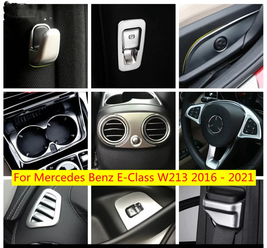 

For Mercedes Benz E Class W213 2016 - 2020 Accessories Refit Kit Safety Belt / Water Cup Holder Panel Seat Adjustment Cover Trim