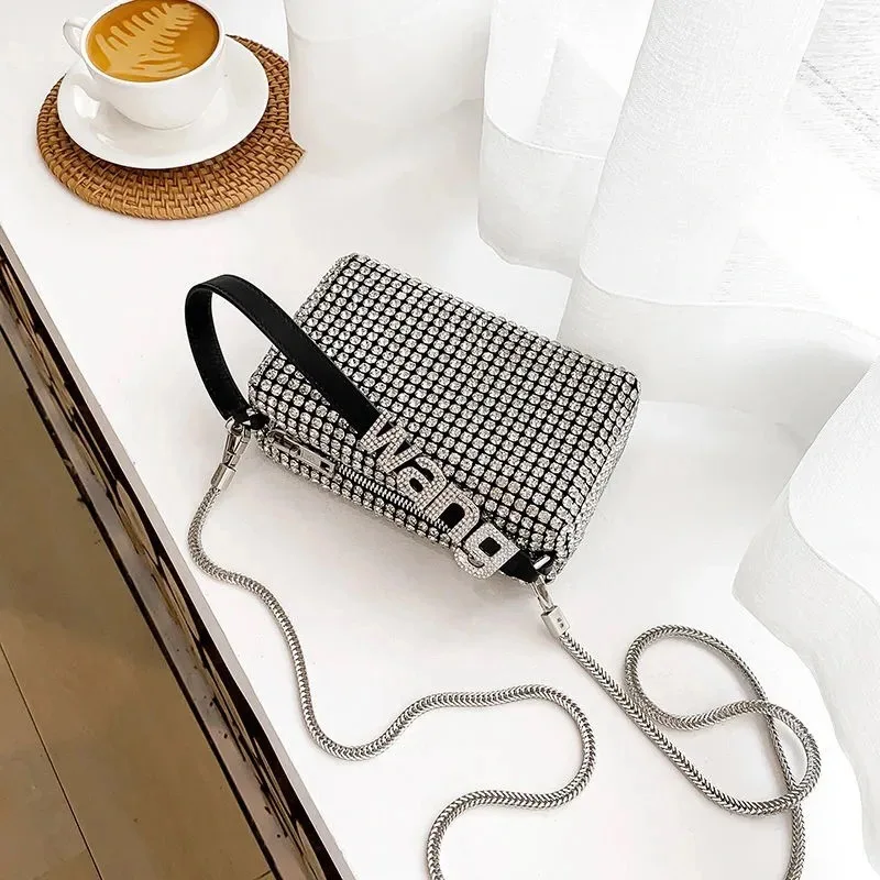

2022 Women Diamond Hobo-bag for Female Clutch Design Brand Luxury Shoulder Bags Handbag Leather PU Shiny Hobo-bag Messenger Bag