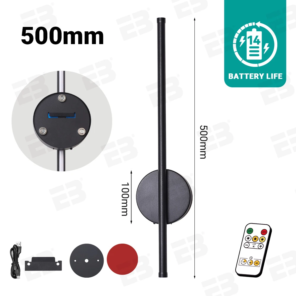 

Перезаряжаемый светодиодный настенный светильник 50 80 см, беспроводной внутренний настенный бра с затемнением для спальни, ночник с дистанционным управлением