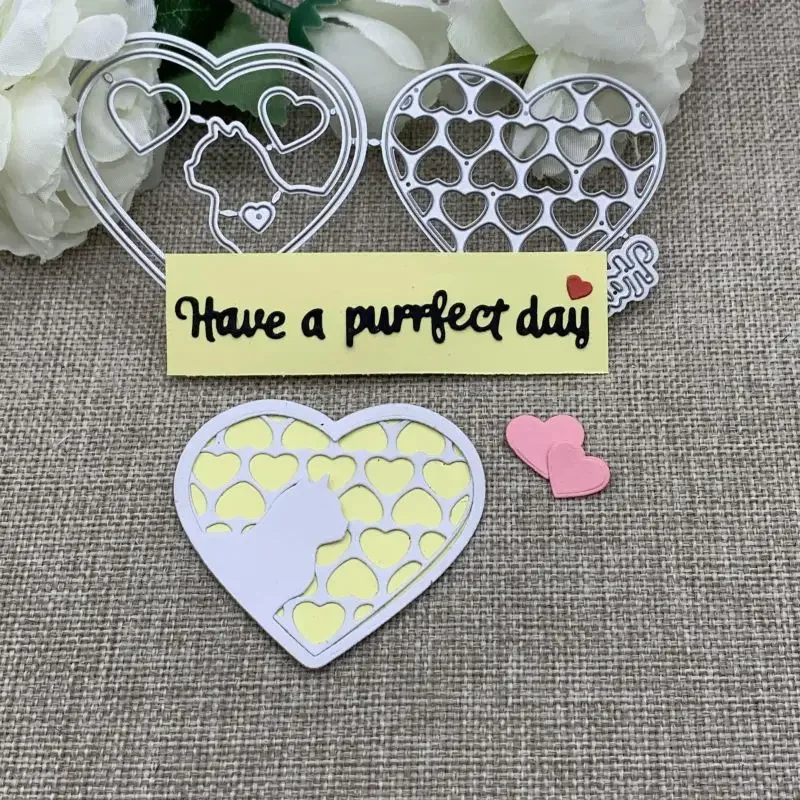 Новые кошачьи буквы в форме сердца металлические штампы для DIY скрапбукинг