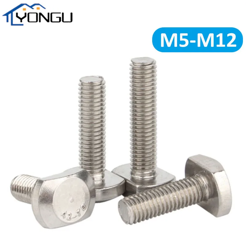 

M5 M6 M8 M10 M12 T-Slot Bolts 304 Stainless Steel T-shaped Screws T Head Punch Milling Machine Bolts Threaded Rod Clamping Cap