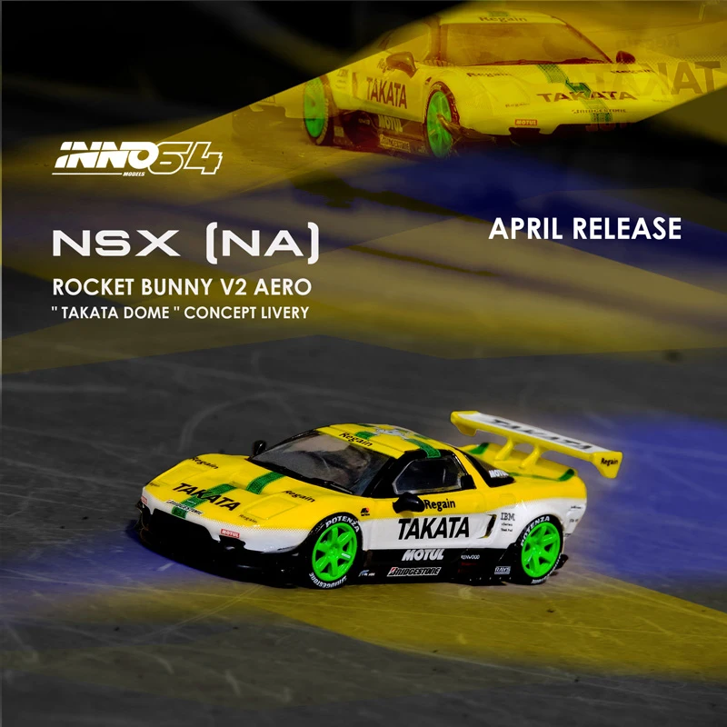 

Игрушечная машинка INNO 1:64 NSX NA, ракета кролик V2, модель автомобиля из сплава, миниатюрная, автомобиль