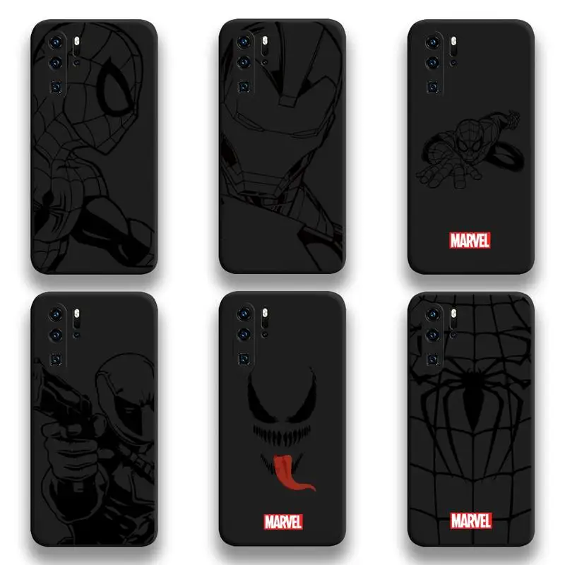 

Marvel Black and White Spider-Man Iron Man Phone Case For Huawei P20 P30 P40 lite E Pro Mate 40 30 20 Pro P Smart 2020