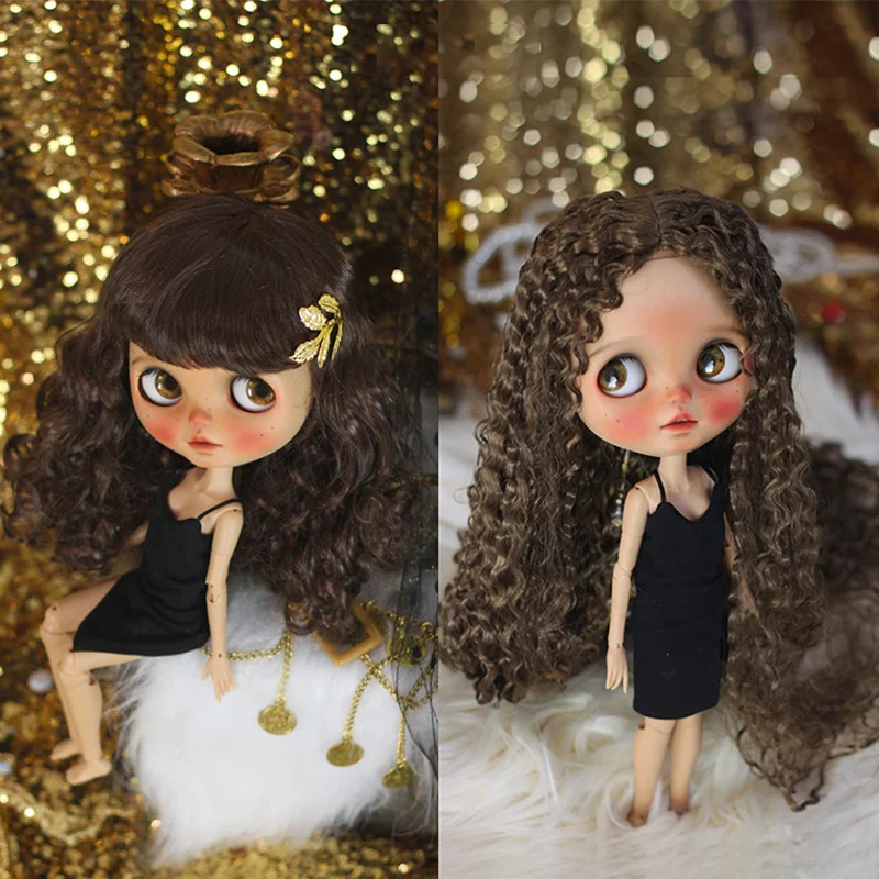 

BJD Doll Accessories Wigs Blythe Tress For Dolls Faux Mohair Fashion Long Hair Wavy Curls Bangs Wigs Blythe Dolls Wigs