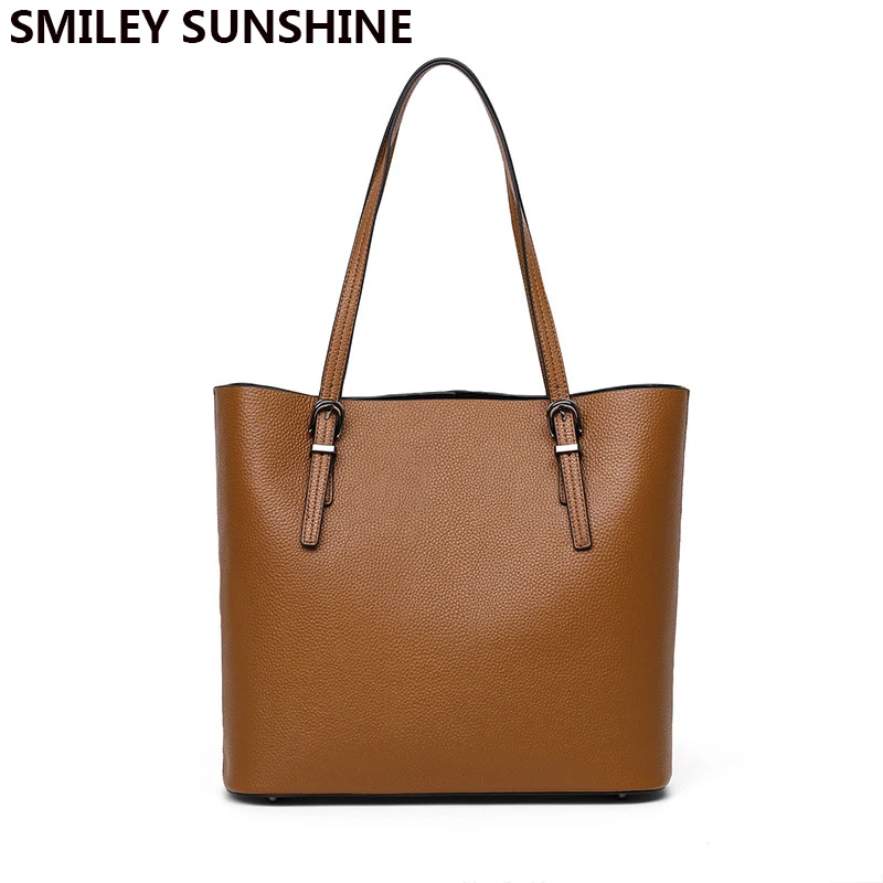 100% Genuine Leather Women's Bag Fashion Tote Bag Commuter Large Bag Leather Large Capacity Shoulder Bag Luxury Woman 2022 New