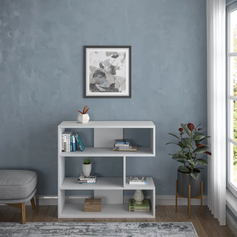 

Ada Home Decor Furniture 3 Tier Open Shelf White Beethoven Modern Bookcase