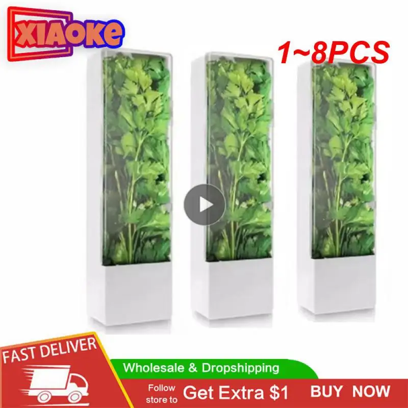 

1~8PCS Saver Premium Storage Container Keeps Greens Vegetables Fresh Premium Keeper Clear Spice Fridge Preserver