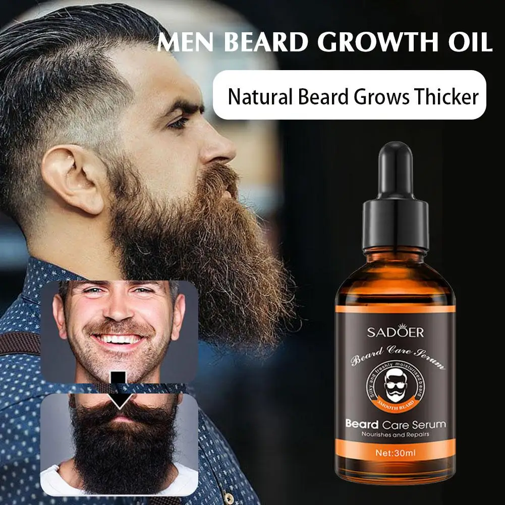30ML Men Natural Beard Growth Oil Moisturizing Smoothing Dashing Oil Gentlemen Beard Conditioner Beard Care Tools U3U6