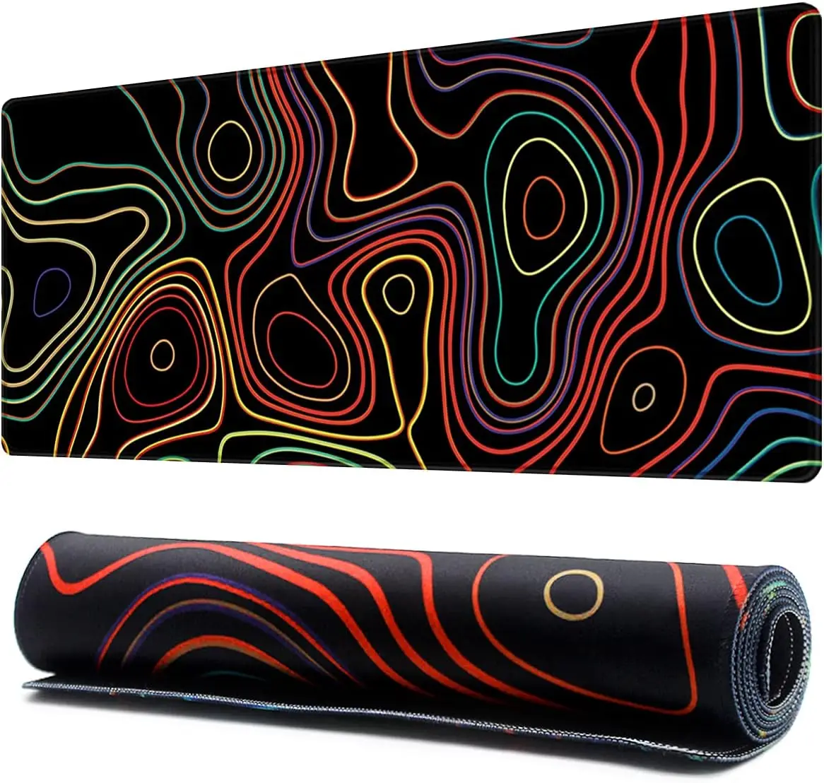 

Extended Mouse Pad with Stitched Edges Extra Large Gaming Mousepads and Micro-Weave 35.4x15.7 inch Topographic Map Colorful