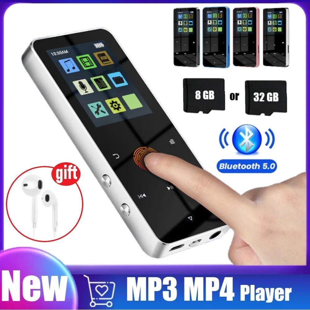 New 1.8 Inch Metal Touch MP3 MP4 Music Player Bluetooth-compatible 5.0 Fm Radio Video Play 8/32GB E-book Hifi Player Walkman