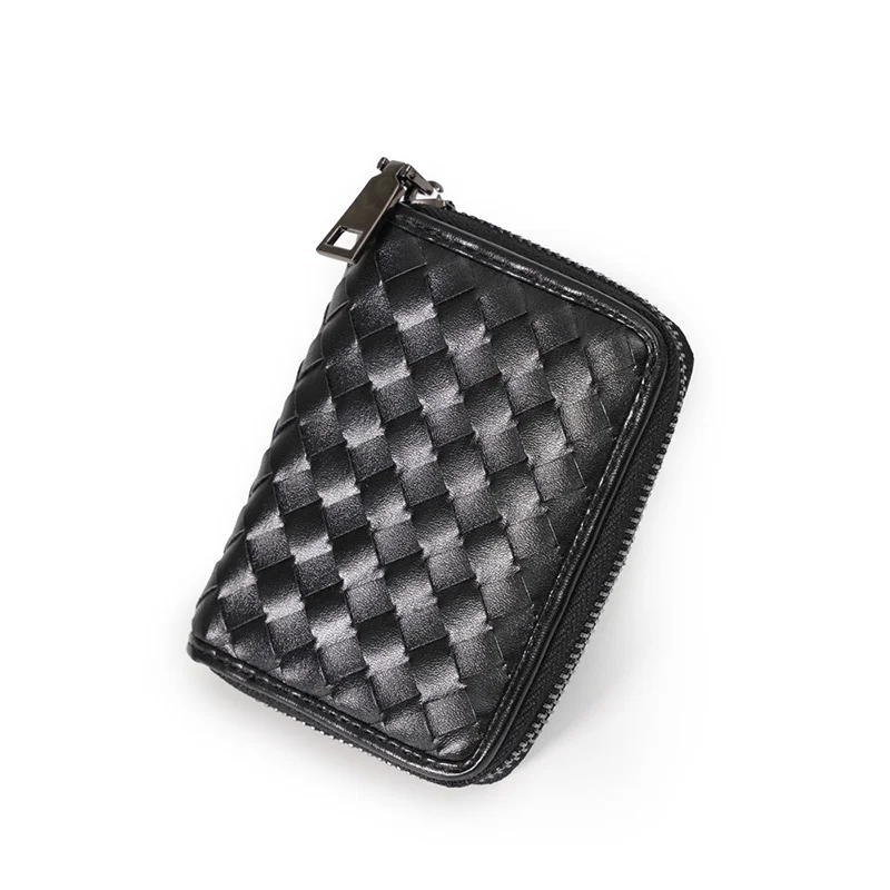 

Fashion Handmade Weave Wallet for Credit Card Holder 2022 New Brand Trend Business Card Bag High Quality Zipper Card Pack Gift