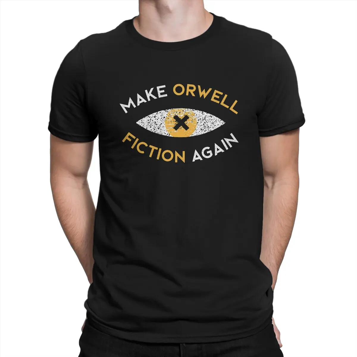 

Make Orwell fiction again Philosophy gift T-Shirts Men Philosophy Hipster 100% Cotton Tees Crew Neck Short Sleeve T Shirt