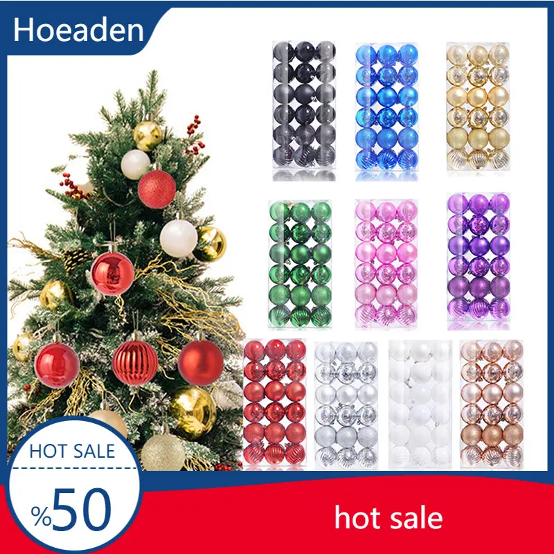 

36Pcs Christmas Ball Pendant Electroplating Plastic Balls Christmas Tree Ornaments Xmas Decor New Year Home Decoration