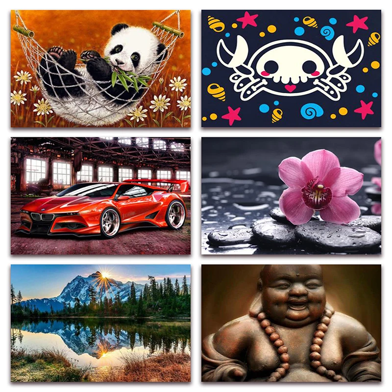 

New Full Diamond painting mosaic embroidery panda crab sports car orchid buddha cat tulip sunset jesus virgin Cross stitch E185