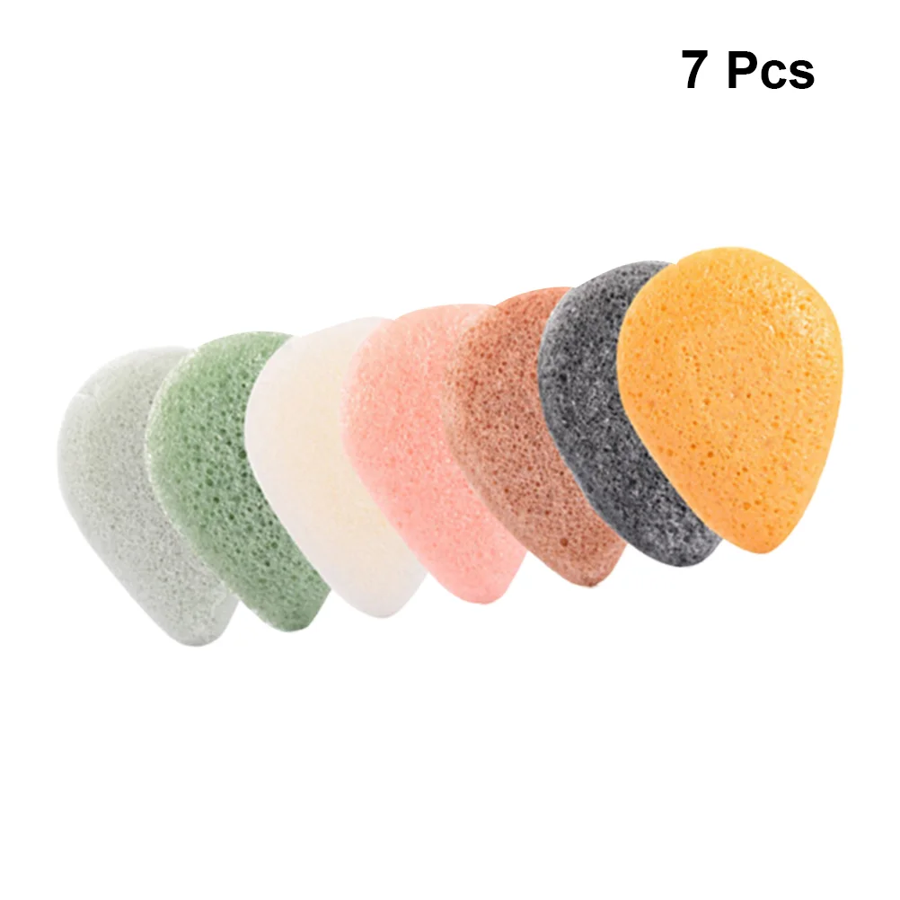 

7 Pcs Bath Sponge Konjac Face Puff Cleansing Makeup Removal Plain Noodles Sponges Bathing for body Disposable puffs